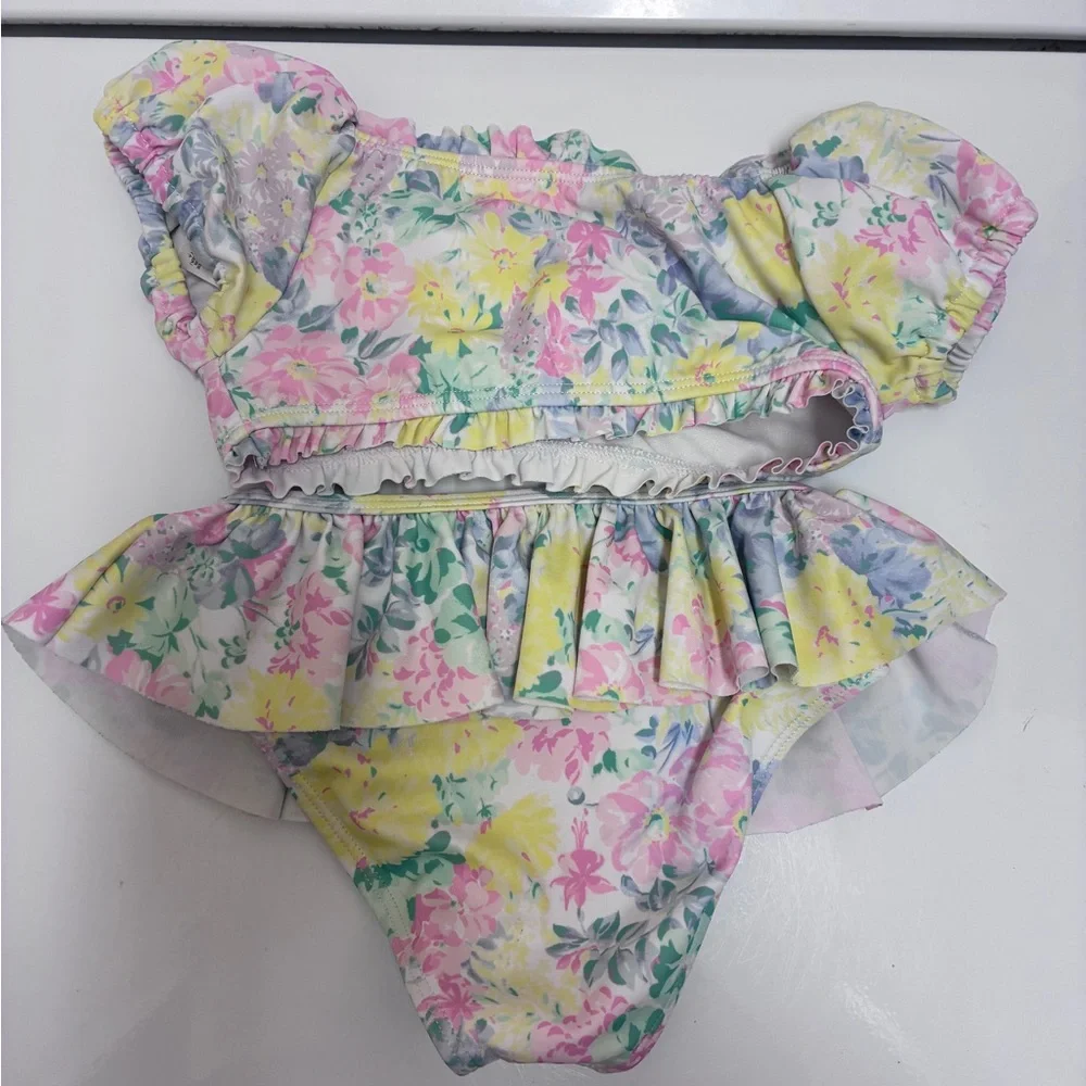 Janie and Jack Floral Swimsuit with Bow Bundle‎